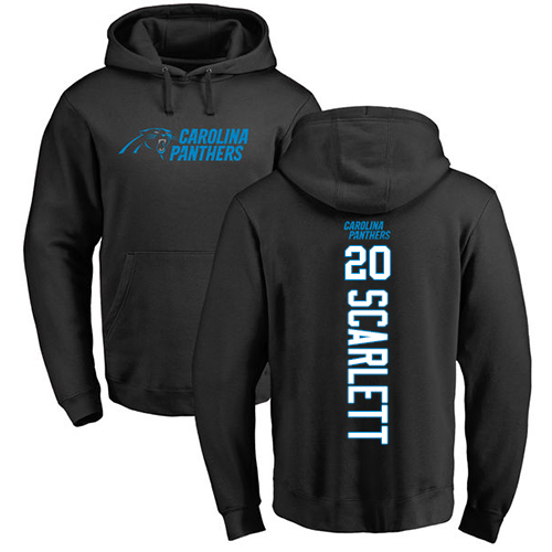Carolina Panthers Men Black Jordan Scarlett Backer NFL Football #20 Pullover Hoodie Sweatshirts